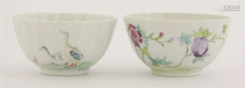 Two famille rose tea bowls