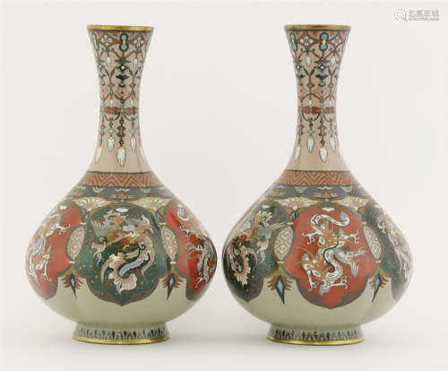 A pair of cloisonné vases