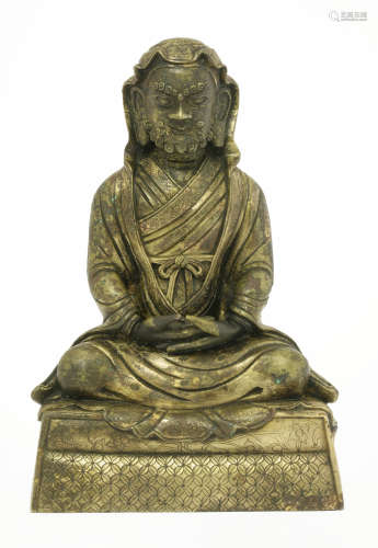 清十八世纪 铜鎏金罗汉坐像