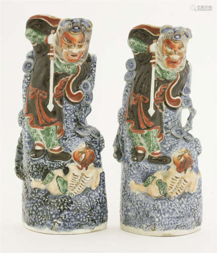 An unusual pair of Japanese Arita wall vases
