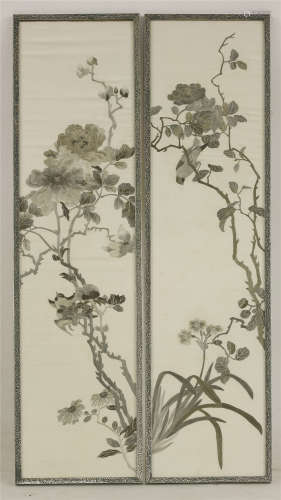 A pair of Japanese embroideries