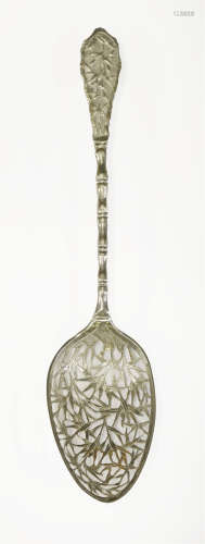 二十世纪初 香港宏兴银锤鍱竹纹勺 《WANG HING》模款