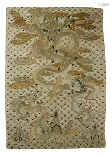 A Japanese embroidered wall hanging
