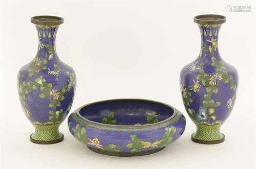 A pair of cloisonné vases