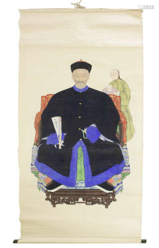 A Chinese ancestor portrait hanging scroll