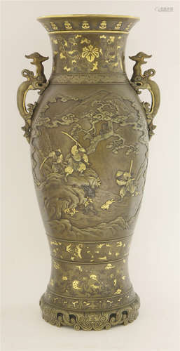 A Japanese bronze vase