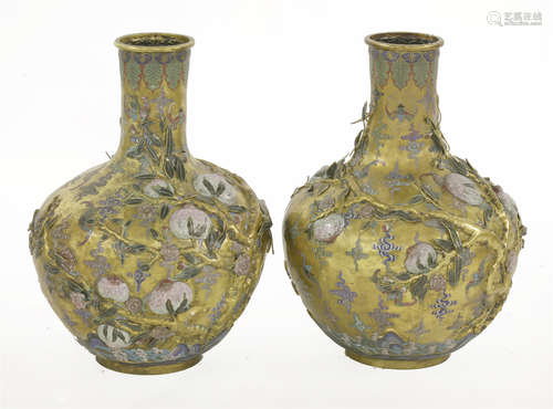 A pair of cloisonné vases