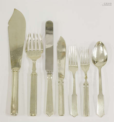 A Chinese mixed silver flatware service