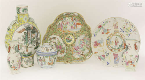 A group of Canton enamelled famille rose