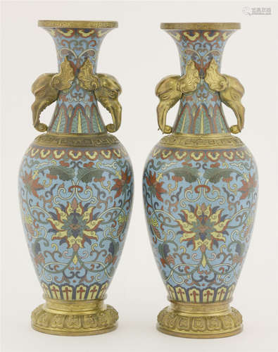 A pair of cloisonné vases