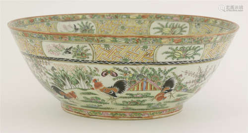 A Canton enamelled punch bowl