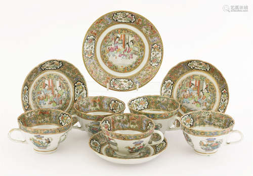 A group of Canton enamelled teawares