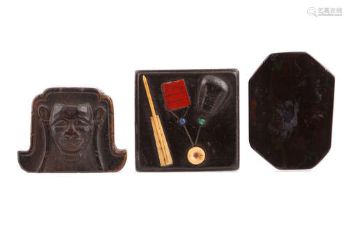 根付３点、１９世纪                                                                                                                                          THREE JAPANESE NETSUKE.