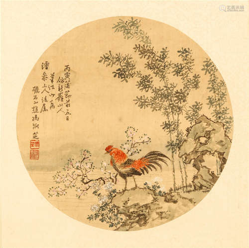 设色纸本扇页镜框五件                                                                                                                                                A COLLECTION OF CHINESE FAN LEAF PAINTINGS.