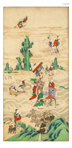 19世纪晚期/20世纪早期   神仙图                                                                                                                                         A CHINESE PAINTING OF IMMORTALS.