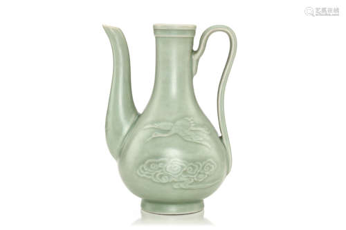 高丽约19世纪   青瓷执壶                                                                                                                                                      A KOREAN CELADON EWER.