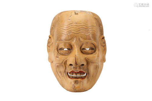 能面翁、１９世纪                                                                                                                                  A JAPANESE NHO MASK OF OKINA.