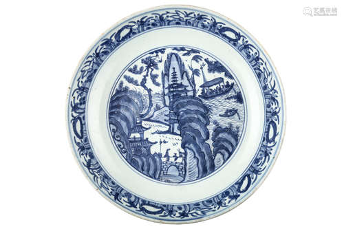 明   青花碟                                                                                                                                                      A CHINESE BLUE AND WHITE SAUCER DISH.