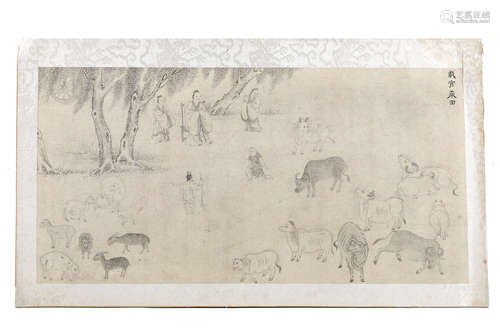 佚名   水墨纸本                                                                                                                                                   TWO CHINESE PAINTINGS OF SCENES FROM THE ILLUSTRATIONS OF CONFUCIUS TEACHINGS.