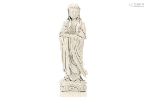 19/20世纪   德化窑观音童子像                                                                                                                                          A CHINESE BLANC DE CHINE GUANYIN AND BOY.