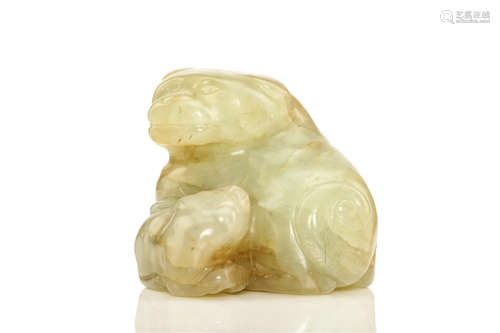 19/20世纪   雕龙白玉佩                                                                                                                                        A CHINESE WHITE JADE PENDANT.