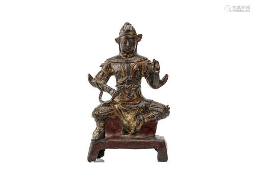 元至明 广目天王铜像                                                                                                                                              A CHINESE BRONZE FIGURE OF GUANGMU.