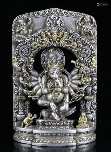 Chinese Sterling Silver God of Wealthy