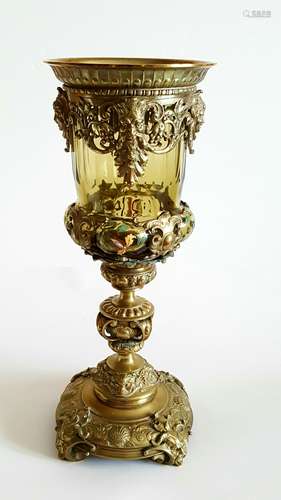 19C French Gilt Bronze and Enamelled Pokal