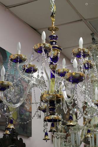 12 Light Overlay Cobalt Blue Chandelier