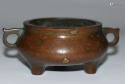 Chinese Bronze w/ Splash Gold Incense Burner