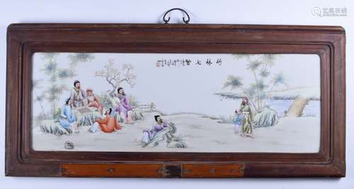 Chinese Famille Rose Porcelain Plaque, Marked