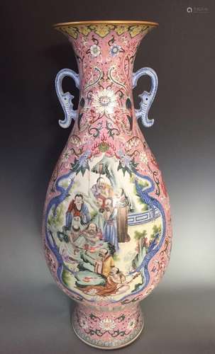 20th C.  Chinese Famille Rose Porcelain Vase