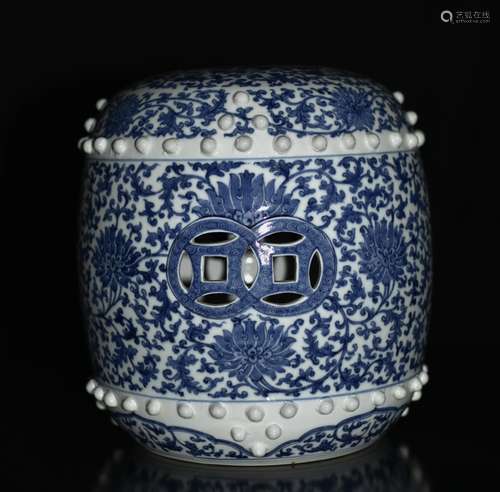 Chinese Blue/White Porcelain Garden Stool