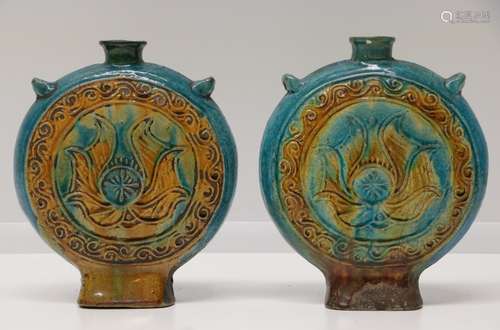 Pair of Chinese Blue Glazed Ceramic Vases