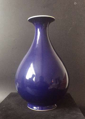 Chinese Monochrome Blue Glazed Porcelain Vase