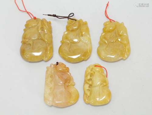 5 Pieces of Agate Gourd Carving