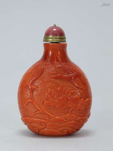 Chinese Imitating Coral Snuff Bottle