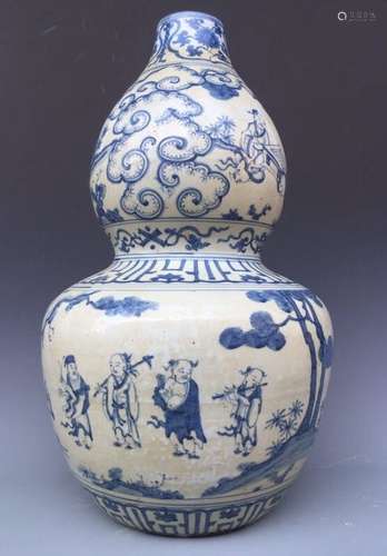 18th C. Chinese Blue/White Gourd Formed Vase