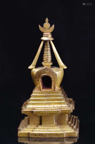 Chinese Gilt Bronze Tower