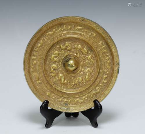 Chinese Gilt Bronze Mirror