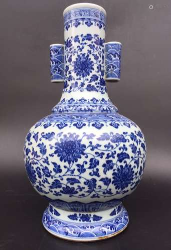 Qing Dynasty 19th C. Blue/White Porcelain Vase