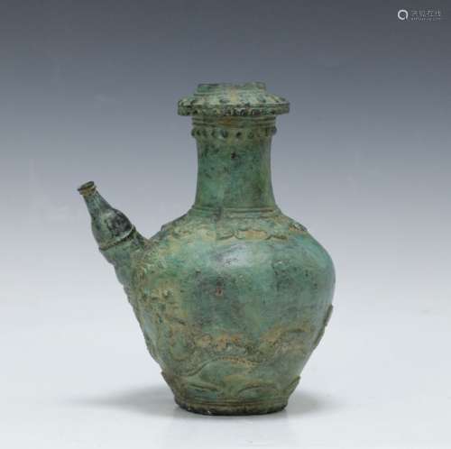 17th C. or Earlier Chinese Bronze Wine Pot