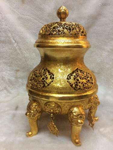 Chinese Gilt Bronze Incense Burner