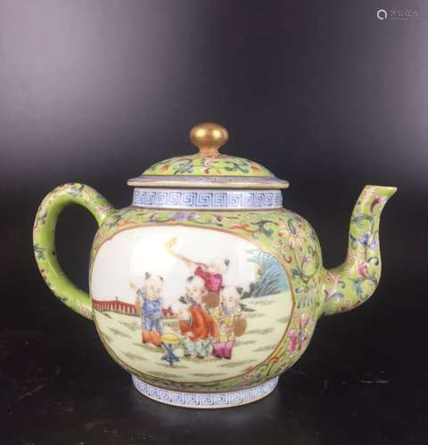 Chinese Famille Rose Porcelain Teapot, Marked