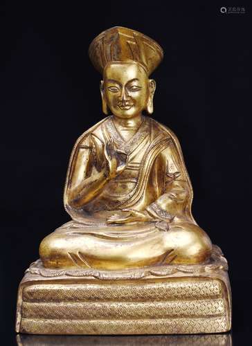 Chinese Gilt Bronze Seating Buddha