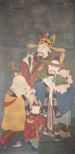 Chinese Ink/Color Painting of 3 Immortals