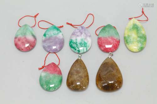 8 Pieces of Water Drop Shape Gemstone Carving