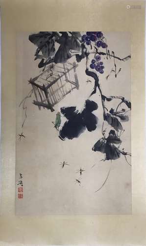 Chinese Ink/Color Painting on Scroll, Signed