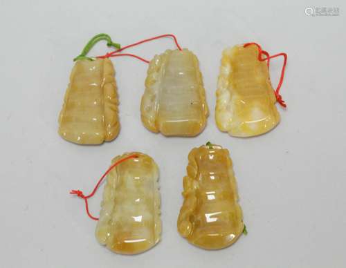 5 Pieces of Agate Bamboo Carving