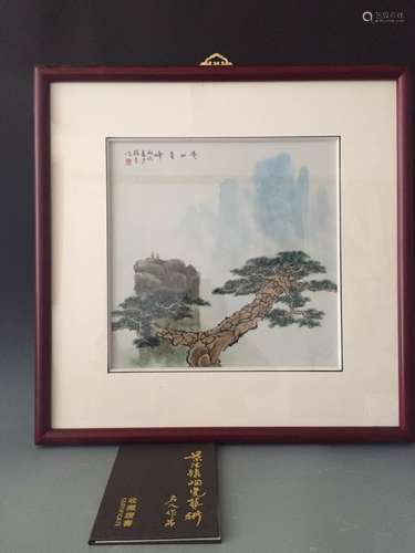 Chinese Famille Rose Porcelain Plaque, Signed